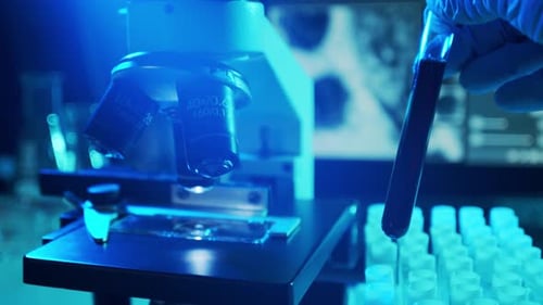 Closeup of Scientific Laboratory in Hospital Epidemic Disease Healthcare Vaccine Research and