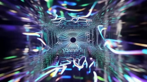 Futuristischer Cyber-Neon-Tunnel-Bewegungsgrafik-Loop