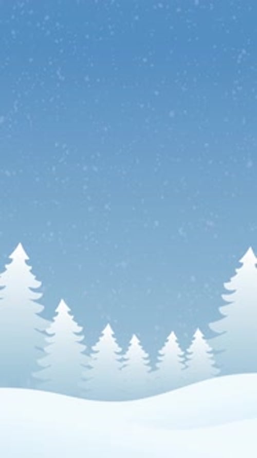 2d animated video of winter at christmas, background with animated pine trees in vertical video