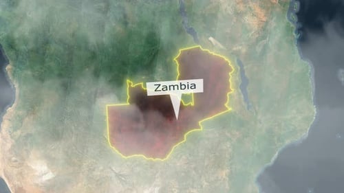 Zambia Country Map Location Reveal with Zoom Out