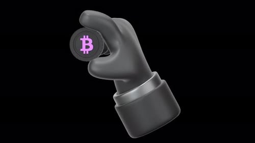 holding bitcoin 3d Animation, Alpha Channel, Transparent Background