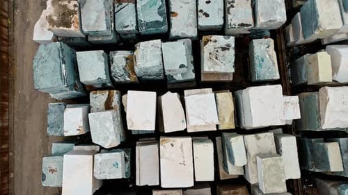 Organized Stone Block Stockpile