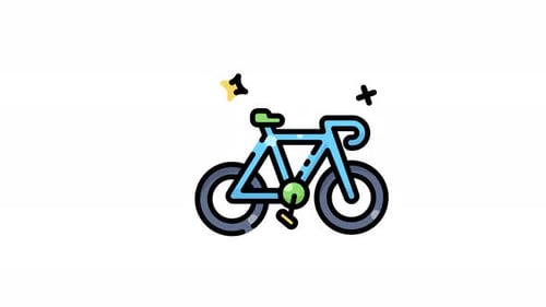 Animated Flat Design Bicycle Icon with Speed Lines