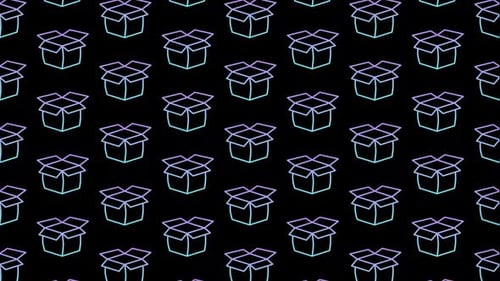 Box Package Open Black Animated Loop Background 4K