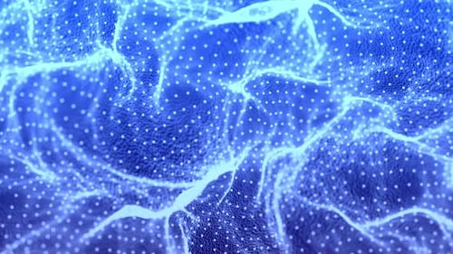 Flowing Smooth Plexus Terrain Waves Background - Seamless Loop Animation of Grid and Mesh of Dots an