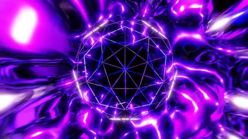 polyhedral kinetic ball on blue violet abstract space galaxy background vj loop