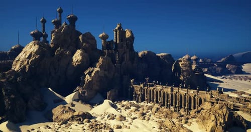 Scorched Fortress Stands Resilient Against Vast Desert Horizon