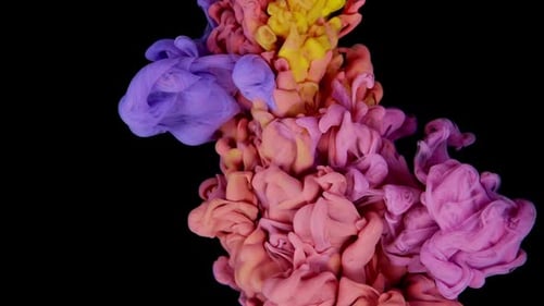 Colorful Ink Swirls on Black Background
