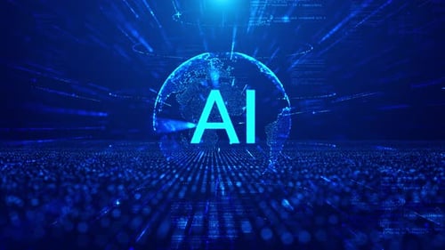 Artificial Intelligence AI On Circuit Board. Future Technology Concept Visualization. Big Data Trans