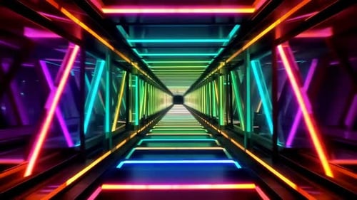 Futuristischer Neontunnel-SciFi-Korridor-Hintergrund