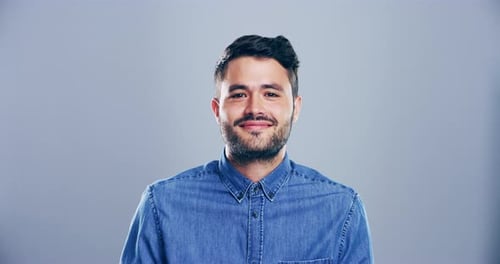 Smiling Young Adult Male Close Up Portrait