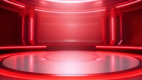 Futuristic Red Virtual Studio Background for Broadcast and Presentation