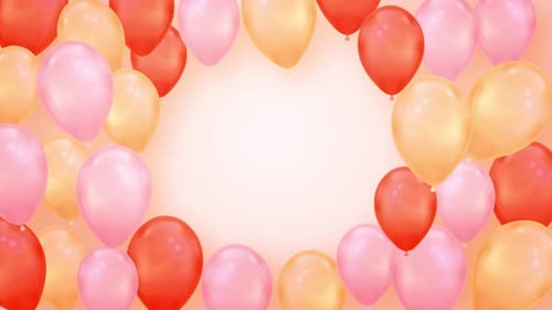 Beautiful Pink and Red Flying Balloons Alpha Channel