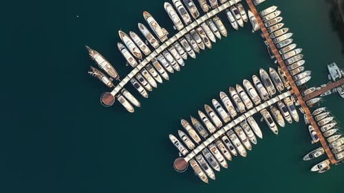 Aerial view of marina.