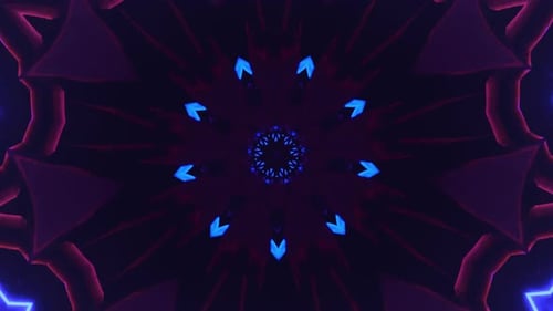 Abstract Geometric Glowing Tunnel Kaleidoscope Loop Background