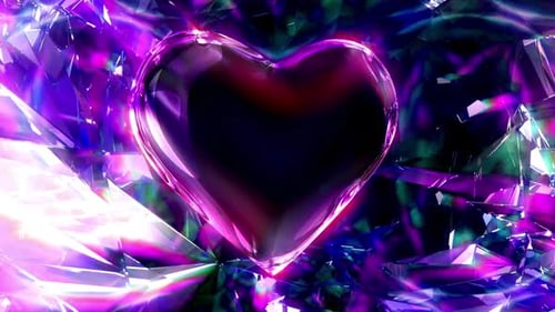 Sparkling Crystal Heart Rotating Reveal Background Animation
