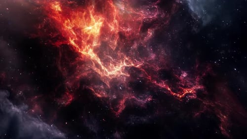 Abstract Fiery Nebula with Shimmering Stars Cosmic Background