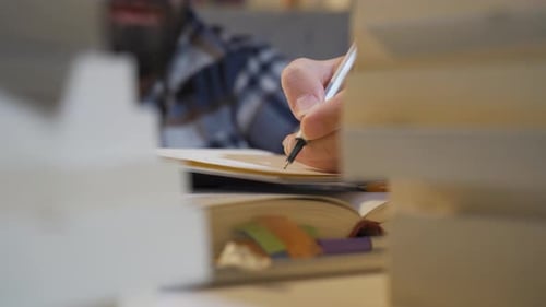 University student is studying.