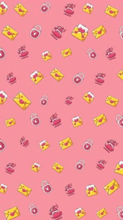 Animated Vertical Seamless Pattern with Cute Love Icons