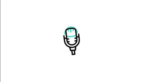 Animated Flat Design Microphone Icon with Sound Waves