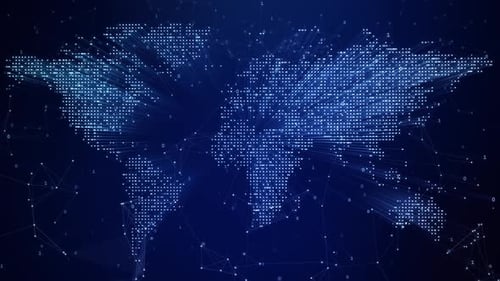 Digital World Map Network Connection with Global Data Flow