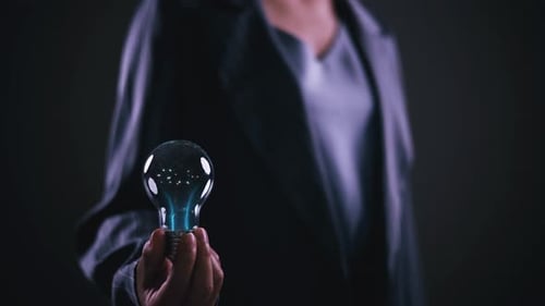 Digital ESG Concept Lightbulb Animation with Hexagonal Particles