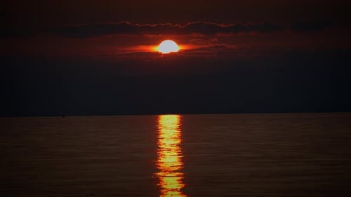 Seascape Lake Water View in Slow Motion at Golden Hour Sunset Sky Background