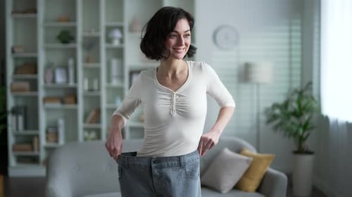 Woman Shows Off Weight Loss in Oversized Jeans