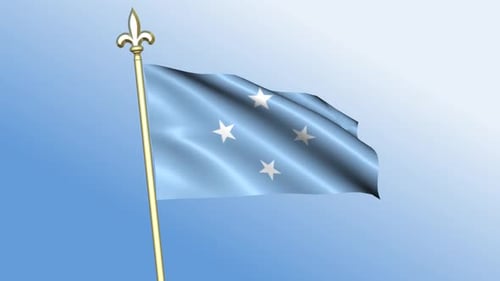 Federated States of Micronesia Flag Waving on Golden Pole Loop