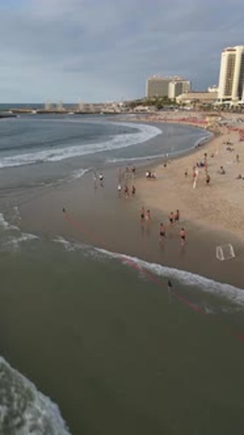Aerial video on the beaches of Tel Aviv