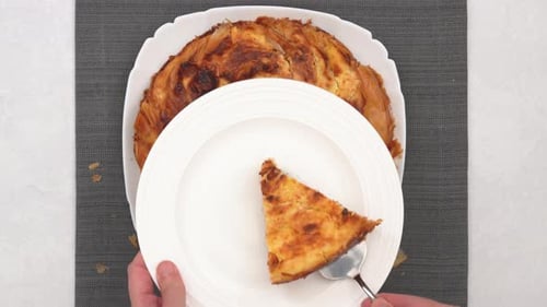 Phyllo dough pie with cream cheese filling close-up