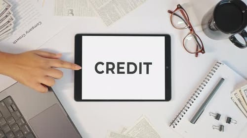 CREDIT DISPLAYING ON A TABLET SCREEN