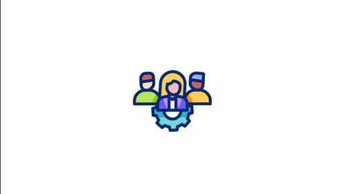 Flat Design Corporate Team Collaboration Icon Animation