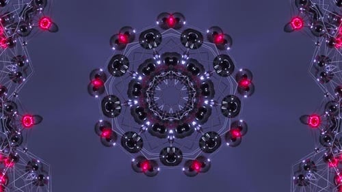 Schönes schimmerndes Muster aus transparenten Kaleidoskopkugeln auf violettem Hintergrund für Bildschirm und