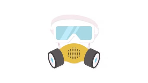 Animated Flat Design Protective Gas Mask and Goggles