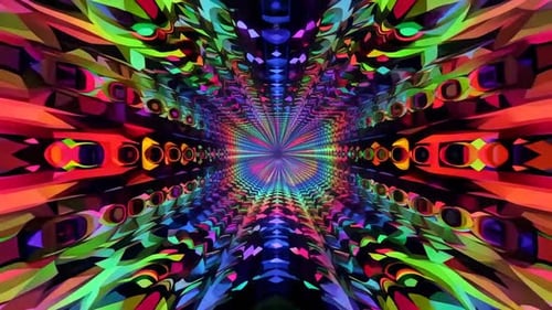 Lebendige psychedelische Kaleidoskop-Tunnel-Bewegungsgrafik VJ Lo