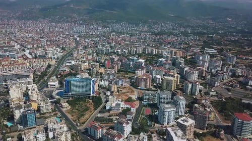Summer green city in a morning haze