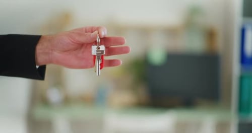 Man Hands Woman New House Keys