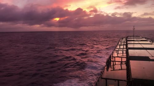 4K (24fps) Beautiful Sunrise from view deck of a ship in the middle of Pacific Ocean.