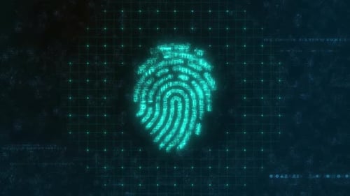 Futuristic Digital Biometric Fingerprint Scan Technology Animation