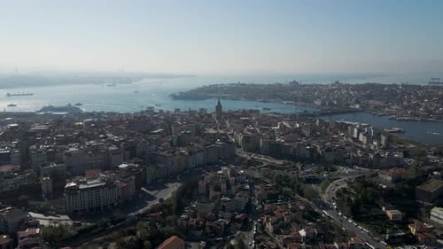 Aerial view of Beyoglu district in Istanbul European Side, Turkey.