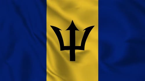 Barbados Flag Waving Seamless Loop Animation