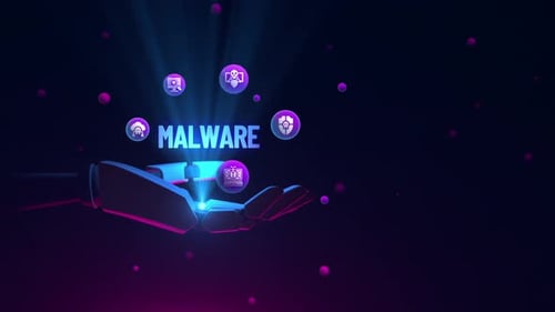 Malware-Roboterhand mit Icons