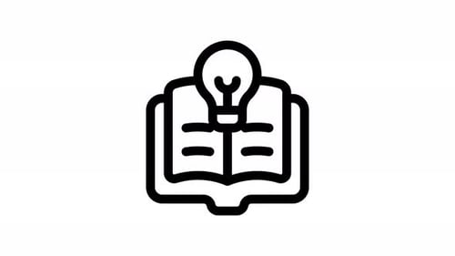 Animated Line Art Book with Lightbulb Idea Icon Reveal