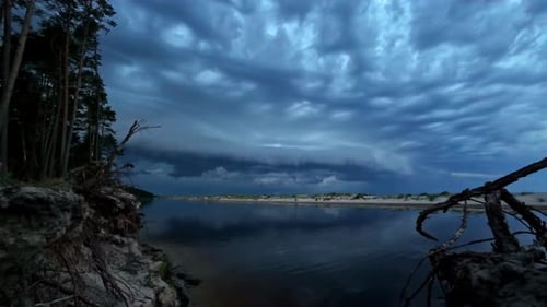Timelapse of grey sky with a thunderstorm