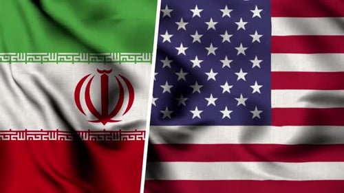 Iran Flag And Usa Flag