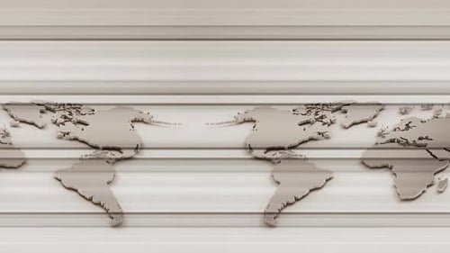 Modern 3D World Map Continents Horizontal Scroll Animation