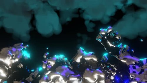 Fluid Metallic Neon Liquid Abstract Motion Background