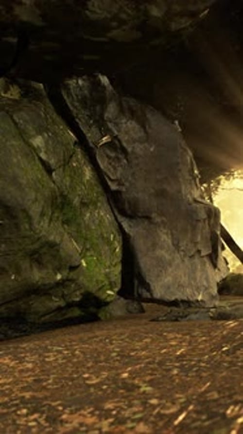 Empty Road Goes Through the Cave with Glowing End