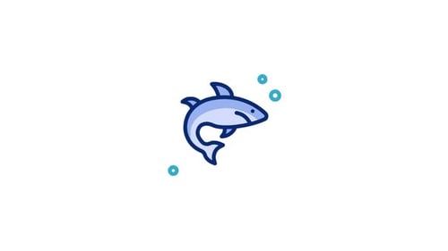 Animated Flat Design Shark Icon Swimming